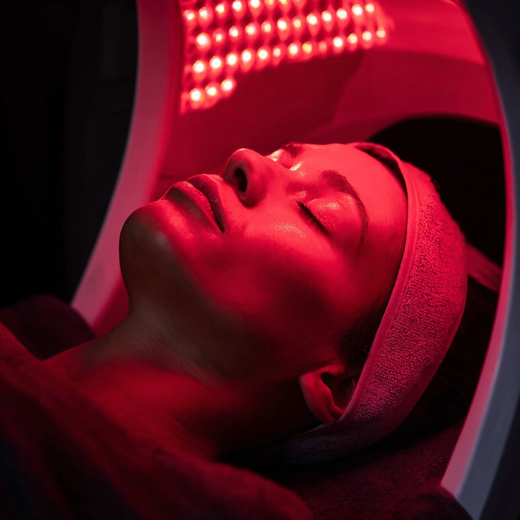 Gesichtsbehandlung mit Lichttherapie
